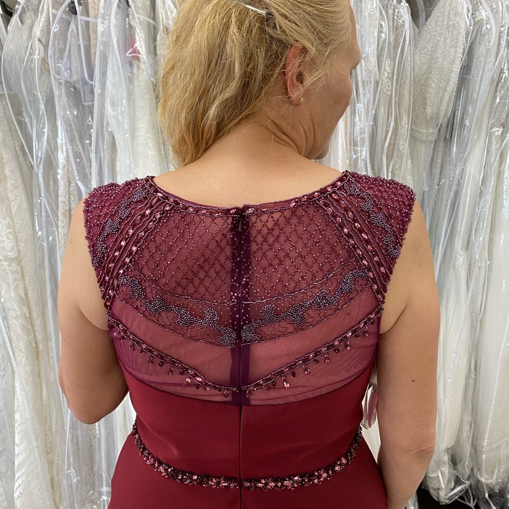 COPY - Cameron Blake mother of bride dress - Wine color, High Neck Chiffon.